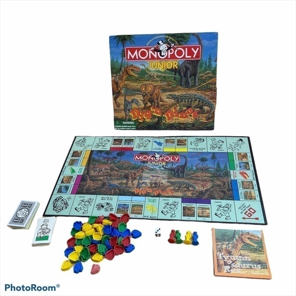 Monopoly Junior Dig’n Dinos Board Game Kids Toy Dinosaur - Picture 1 of 8